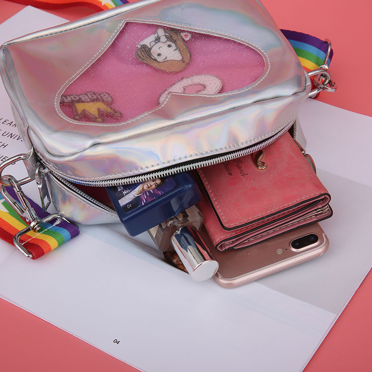 Laser Messenger Small Bag Student Girl One-shoulder Small Square Bag - Image 3